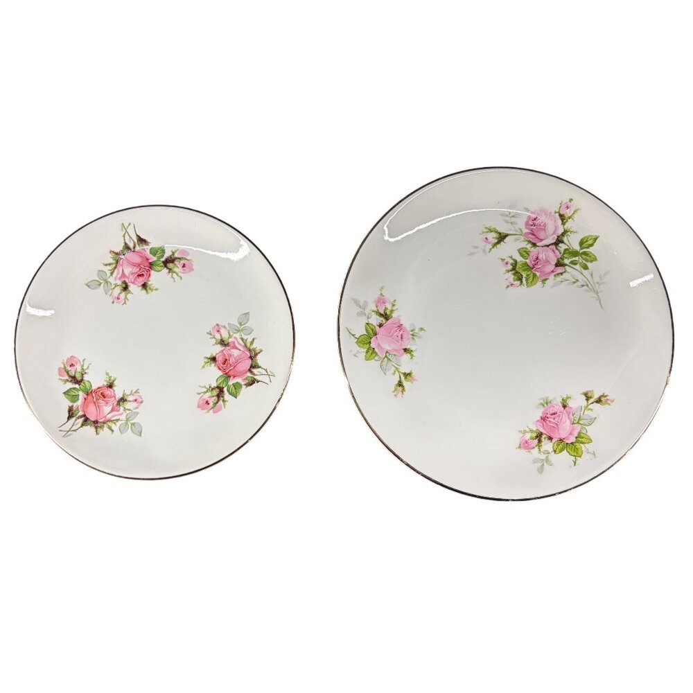 Vintage Royal Wilton Plates Set Of 2 With 22K Gold Trim Floral Design